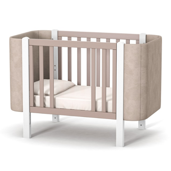 Maximální sada s matracemi. Dětská rostoucí postýlka Zukko Soft Gekko Kids. Cappuccino / Bílá